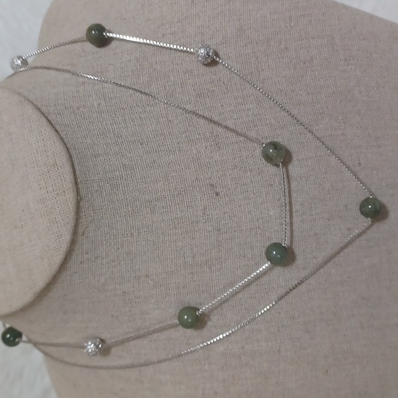 Jade of Yesteryear Jade and Silver Necklace NEW - Picture 2 of 11